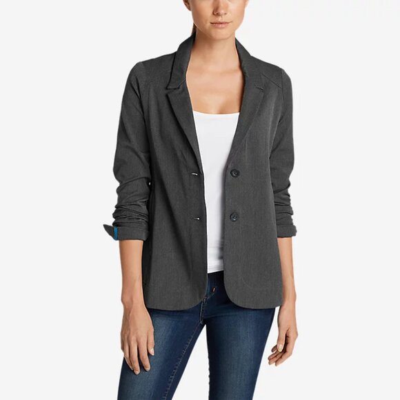Eddie Bauer Women's Travex Travel 2-Button Blazer Gray Size 8T Tall - Picture 13 of 15